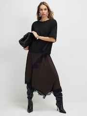 River Island Brown Short Sleeve Hybrid T-Shirt Maxi Dress - Image 1 of 4