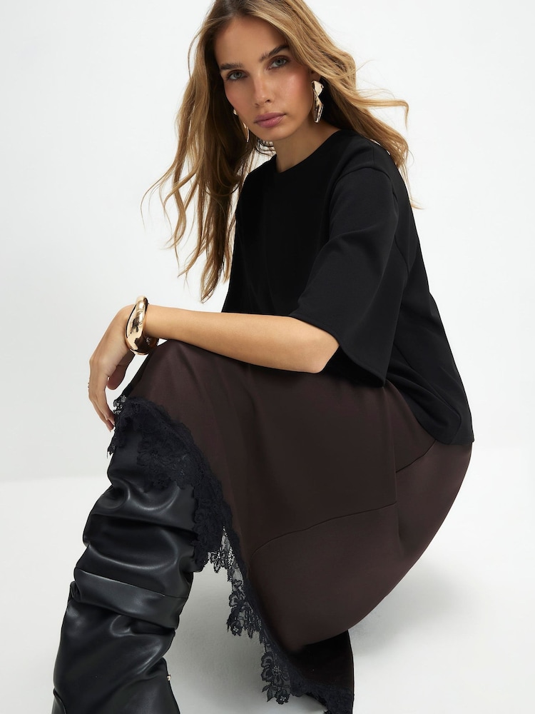 River Island Brown Short Sleeve Hybrid T-Shirt Maxi Dress - Image 4 of 4