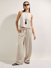 River Island חולצה ללא שרוולים מתערובת פשתן - תמונה 2 מתוך 4