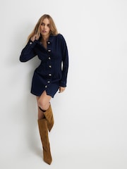 River Island Blue Cinched Waist Denim Mini Dress - Image 1 of 4