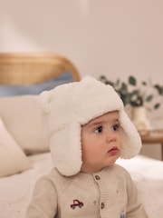 Cream Borg Trapper Baby Hat - Image 1 of 4