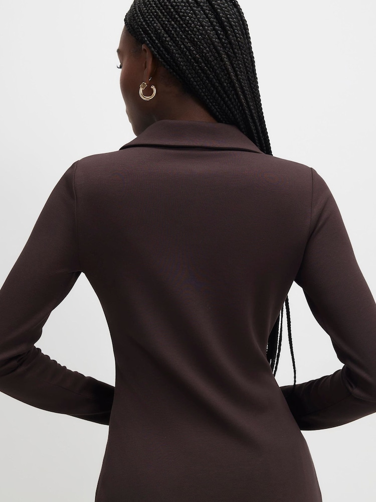 River Island Brown Long Sleeve Premium Collared Button Up Top - Image 4 of 4