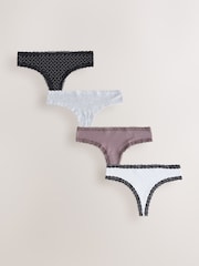 Noir et blanc à pois - Lot de 4 culottes en coton et dentelle - Image 1 de 7
