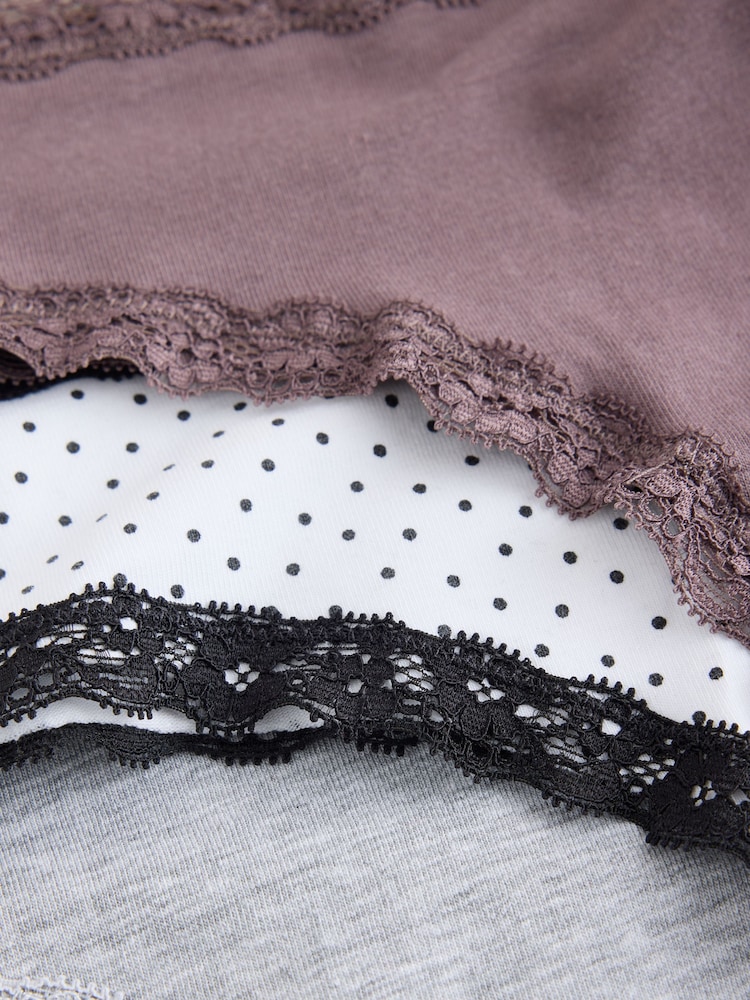 Noir et blanc à pois - Lot de 4 culottes en coton et dentelle - Image 7 de 7 Noir et blanc à pois - Lot de 4 culottes en coton et dentelle - Image 7 de 7