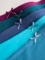 Teal Blue High Waist High Leg Cotton Rich Knickers 5 Pack - Image 10 of 11