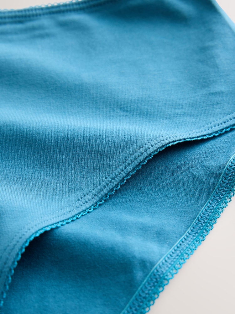 Teal Blue High Waist High Leg Cotton Rich Knickers 5 Pack - Image 11 of 11 Teal Blue High Waist High Leg Cotton Rich Knickers 5 Pack - Image 11 of 11