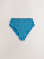 Teal Blue High Waist High Leg Cotton Rich Knickers 5 Pack - Image 2 of 8