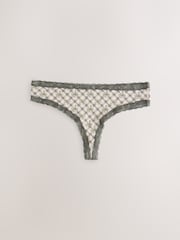 Christmas Check Thong Cotton and Lace Knickers 4 Pack - Image 4 of 7