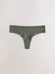 Christmas Check Thong Cotton and Lace Knickers 4 Pack - Image 5 of 7