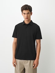 Black Plain Regular Fit Motionflex Short Sleeve Polo Shirt - Image 1 of 7