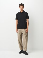 Black Plain Regular Fit Motionflex Short Sleeve Polo Shirt - Image 2 of 7