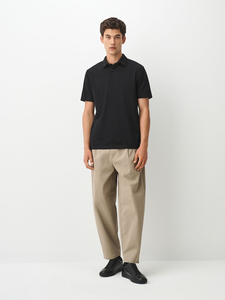 Black Plain Regular Fit Motionflex Short Sleeve Polo Shirt - Image 2 of 7