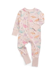 MORI Pink Supersoft Dinosaur Nights Clever Zip Sleepsuit - Image 5 of 6