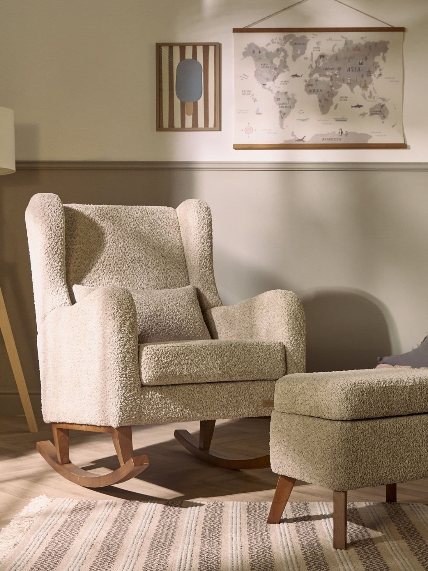 Harper Wingback Rocking Chair & Footstool – Teddy - Image 3