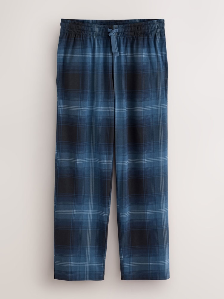 Navy/Grey Check Jersey Pyjama Bottoms 2 Pack - Image 2 of 6