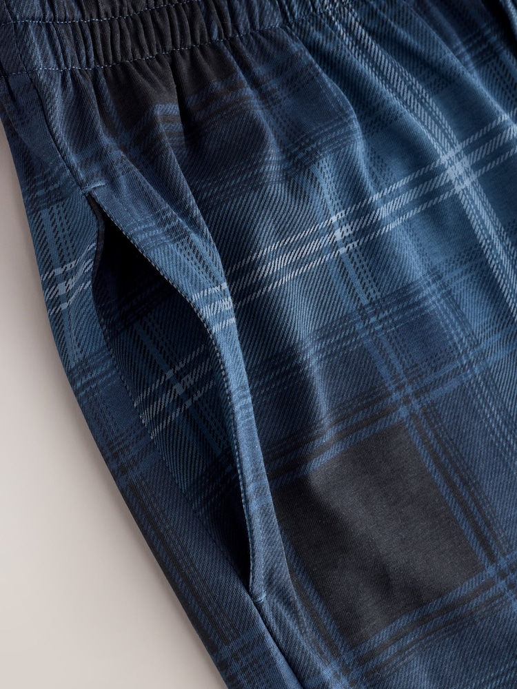 Navy/Grey Check Jersey Pyjama Bottoms 2 Pack - Image 6 of 6