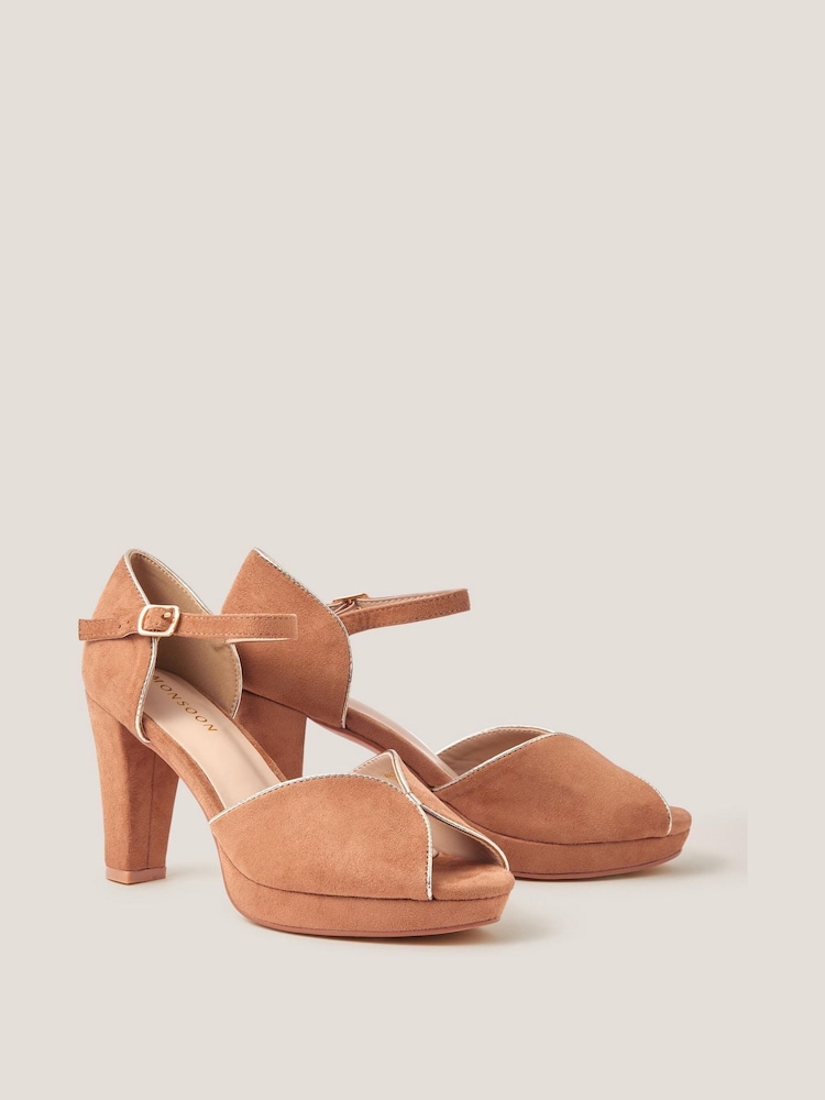 Monsoon Cream Gabi Trim Platform Heels - Image 1 of 3