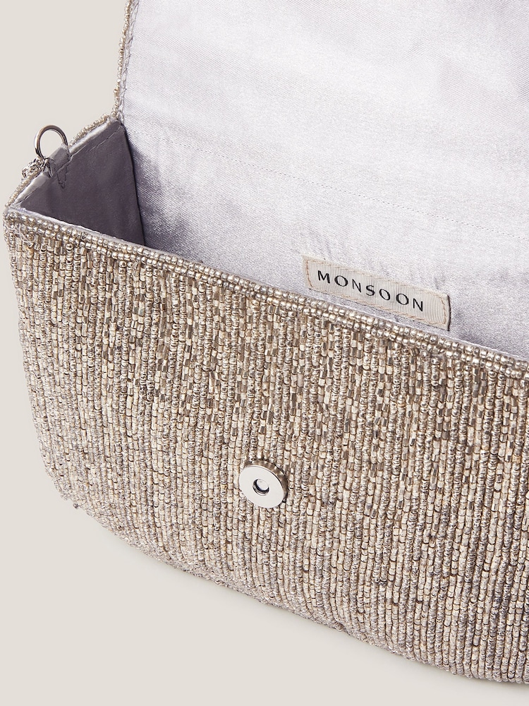 Monsoon Silver Bella Beaded Bow Bag - Image 3 of 3