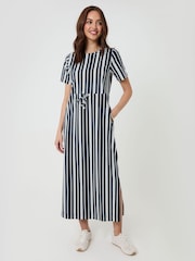 Threadbare Drawstring Waist Side Split Cotton Jersey Midi Dress - Bild 1 von 4