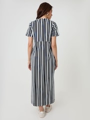 Threadbare Drawstring Waist Side Split Cotton Jersey Midi Dress - Bild 2 von 4