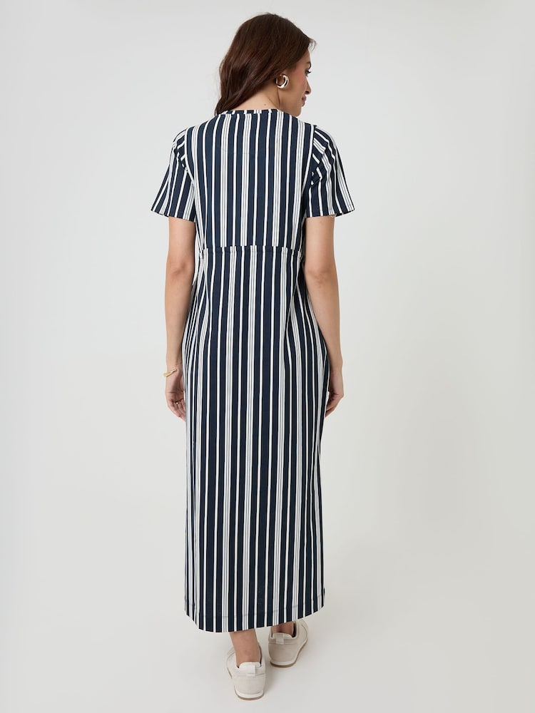 Threadbare Drawstring Waist Side Split Cotton Jersey Midi Dress - Bild 2 von 4