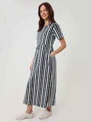Threadbare Drawstring Waist Side Split Cotton Jersey Midi Dress - Bild 3 von 4