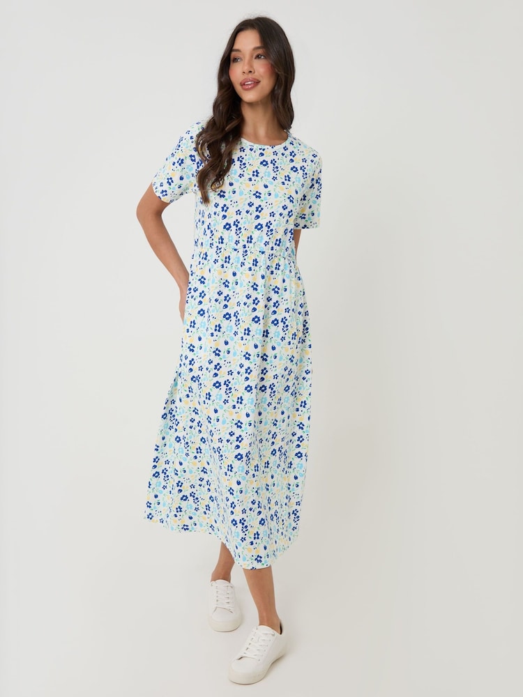 Threadbare White Cotton Smock Style Midi Dress - Image 1 of 4 Threadbare White Cotton Smock Style Midi Dress - Image 1 of 4