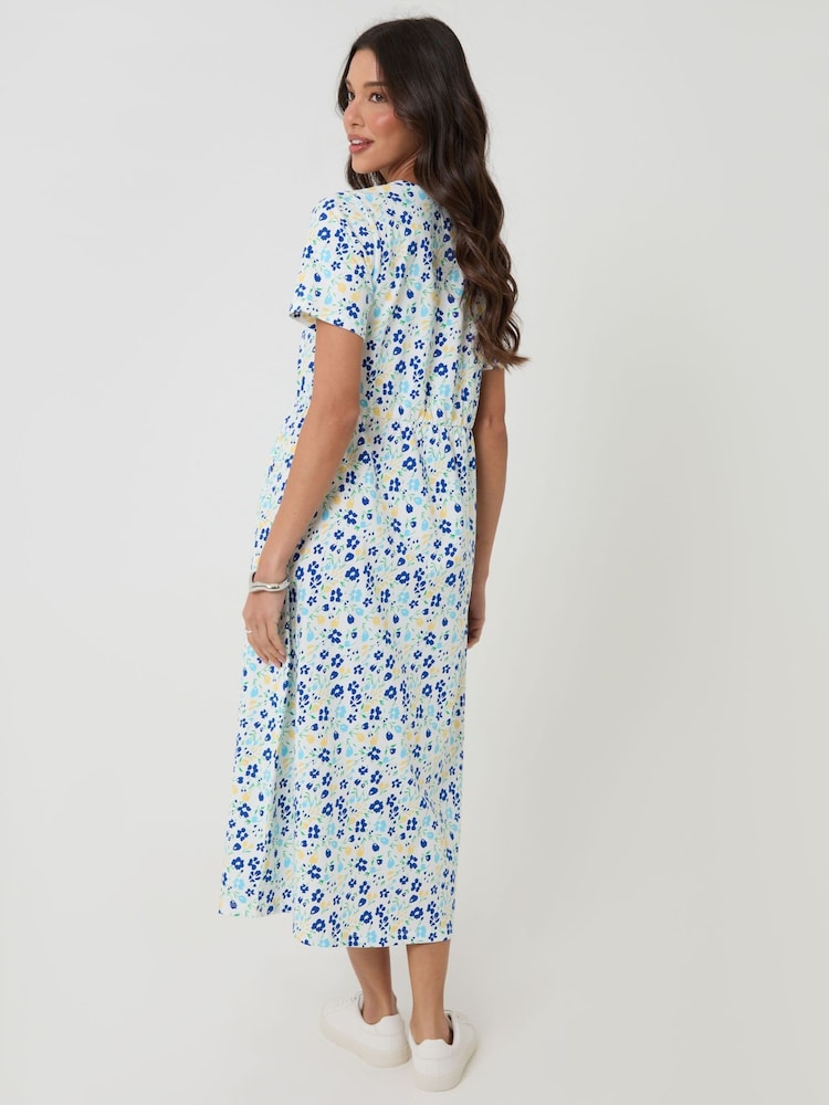 Threadbare White Cotton Smock Style Midi Dress - Image 4 of 4 Threadbare White Cotton Smock Style Midi Dress - Image 4 of 4