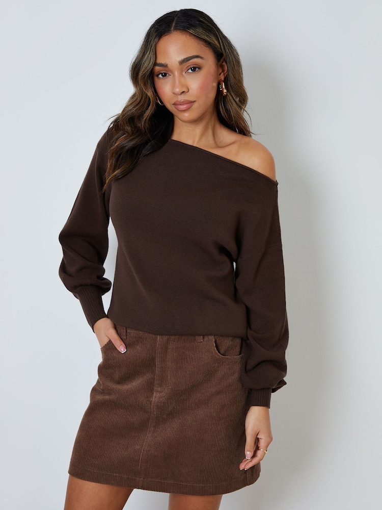 Threadbare Brown Mini Corduroy Skirt - Image 1 of 5