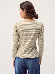 Monsoon Cream Lauren Lace Stripe Jersey Top - Image 3 of 5