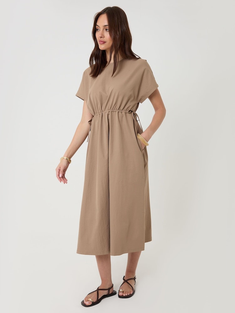 Buy Threadbare Brown Kimono Sleeve Drawstring Waist Midi Dress from Next USA