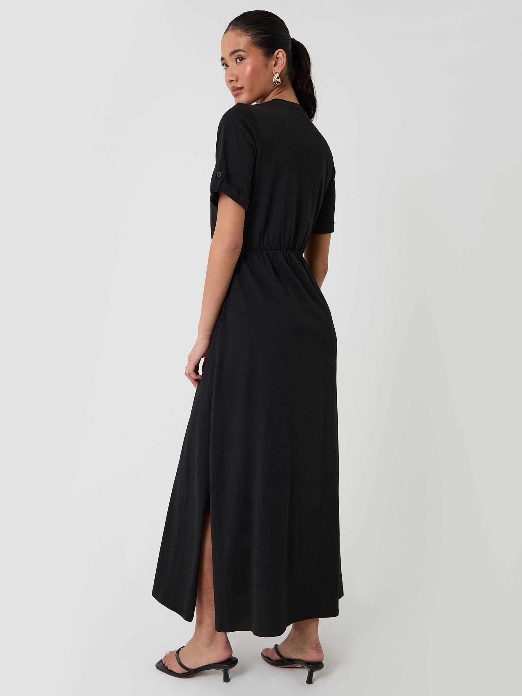 Buy Threadbare Black Crew Neck Jersey Midi 100% Cotton Dress With