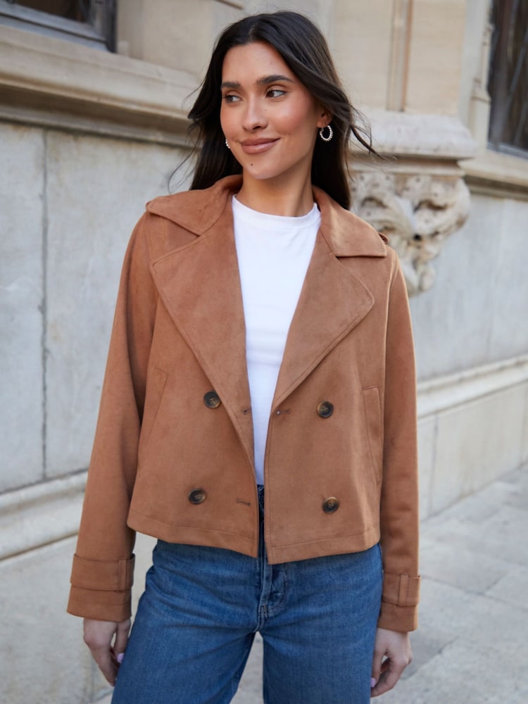 Gerben - Threadbare Suedette Cropped Trenchcoat-Jacke - Bild 1 von 4