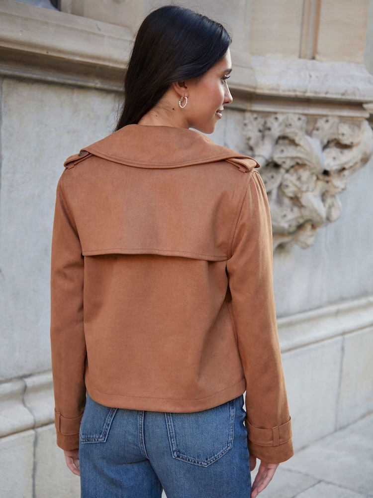 Gerben - Threadbare Suedette Cropped Trenchcoat-Jacke - Bild 2 von 4