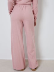 Threadbare Pink Wide Leg Seam Detail Ribbed Wide Leg Joggers - Image 1 of 4