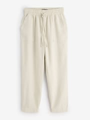 Threadbare Brown 2 Pack Linen Blend Drawstring Trousers - Image 2 of 3