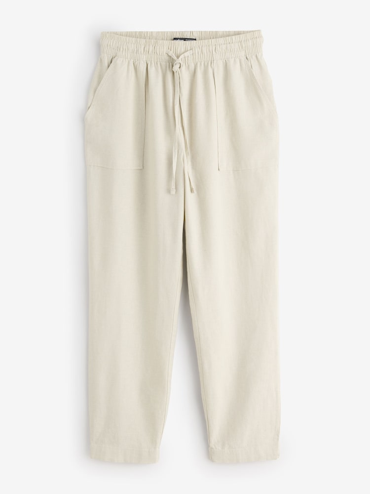 Threadbare Brown 2 Pack Linen Blend Drawstring Trousers - Image 2 of 3