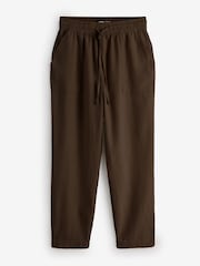 Threadbare Brown 2 Pack Linen Blend Drawstring Trousers - Image 3 of 3