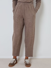 Threadbare Brown High Waisted Ribbed Barrel Leg Joggers - Image 2 of 4