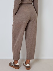 Threadbare Brown High Waisted Ribbed Barrel Leg Joggers - Image 3 of 4