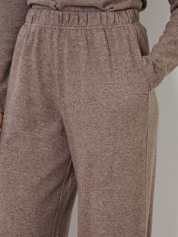 Threadbare Brown High Waisted Ribbed Barrel Leg Joggers - Image 4 of 4