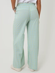 Threadbare Blue Gingham Wide Leg Trousers with Pockets - Image 4 of 5