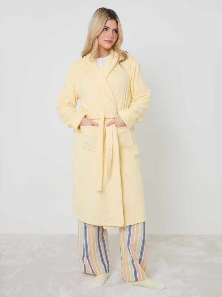 Jaune - Robe de chambre mi-longue Threadbare Towelling - Image 1 de 4