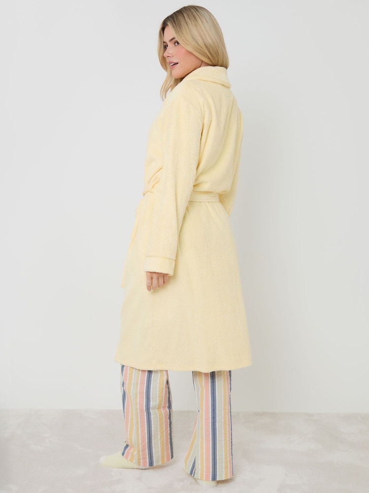 Jaune - Robe de chambre mi-longue Threadbare Towelling - Image 2 de 4
