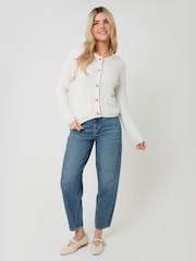 Threadbare White Patch Pocket Crew Neck Cardigan - Image 3 of 4