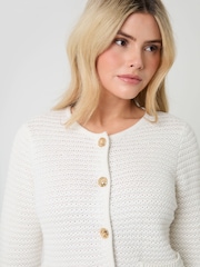 Threadbare White Patch Pocket Crew Neck Cardigan - Image 4 of 4