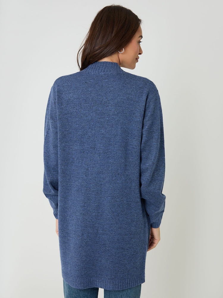 Threadbare Blue Longline Knitted Cardigan - Image 2 of 4