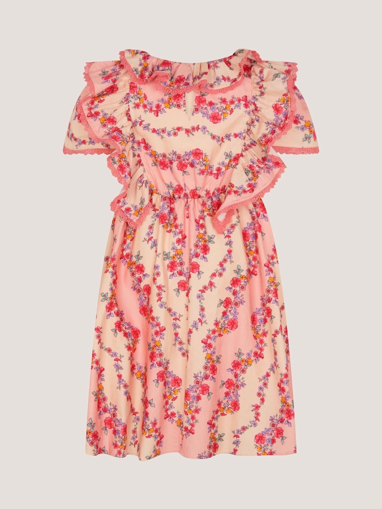 Monsoon Floral Lace Trim Frill Dress - Imaginea 2 din 3 Monsoon Floral Lace Trim Frill Dress - Imaginea 2 din 3