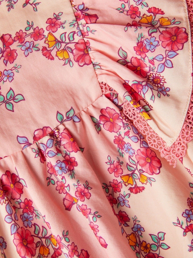 Monsoon Floral Lace Trim Frill Dress - Imaginea 3 din 3 Monsoon Floral Lace Trim Frill Dress - Imaginea 3 din 3