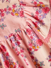 Monsoon Pink Floral Lace Trim Frill Dress - Image 4 of 4